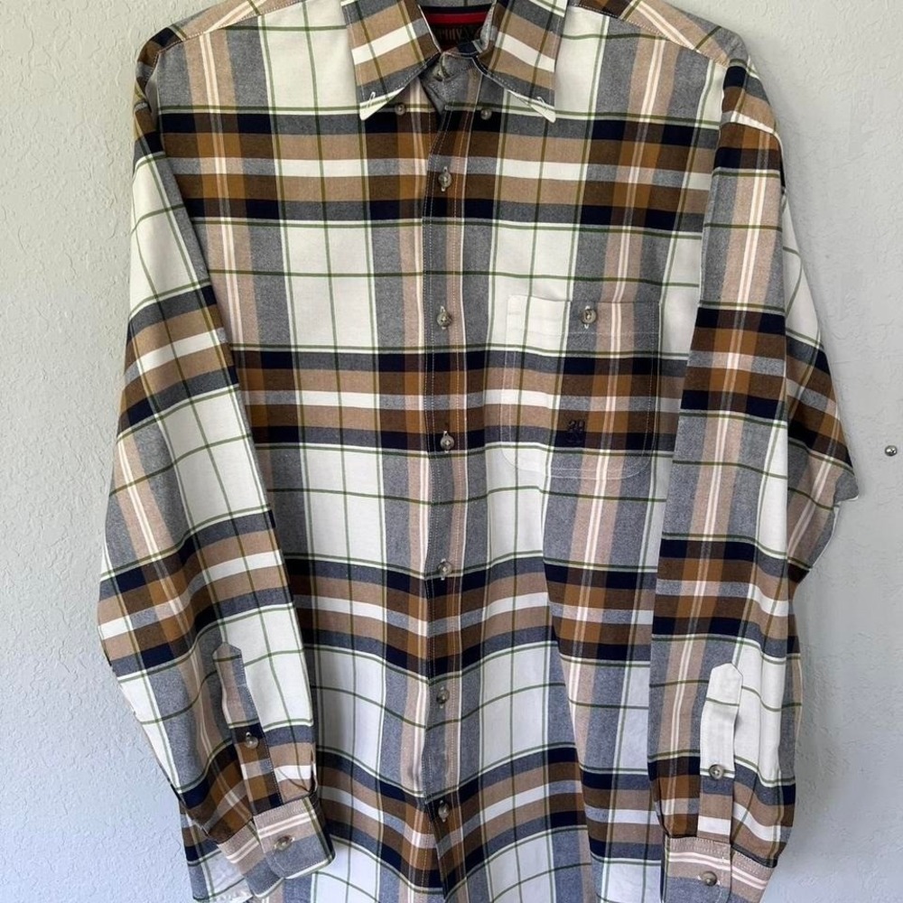 TwentyX  Wrangler Mens‎ Shirt Sz LG  Button Front Long Sleeve Cotton Plaid